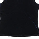 MEMORIES Womens Blue Sleeveless Round Neck Plain Top L Velvet Finish