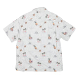 CARIBEAN Mens White Cotton Blend Short Sleeve Shirt L Tropical Print Summer