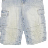REJECT Mens Denim Cargo Light Blue XL W34 Casual Cotton Blend Shorts