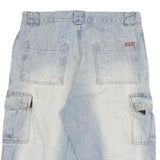 REJECT Mens Denim Cargo Light Blue XL W34 Casual Cotton Blend Shorts