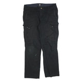 DICKIES Mens Cotton Blend Black Regular Cargo Trousers W38 L34 Workwear Zip