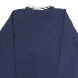 MORNING SUN Womens Navy Blue & White Floral Print Collar L Cotton Sweatshirt