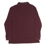 TOMMY HILFIGER Mens Maroon Long Sleeve Plain XL Cotton Classic Fit Polo Shirt