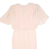 JUSTIN DAVID Womens Cream Fit & Flare Polyester Dress Midi Short Sleeve M