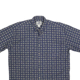 NAK Mens Blue Patterned Casual Shirt L Cotton Blend Summer Button-Down
