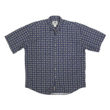 NAK Mens Blue Patterned Casual Shirt L Cotton Blend Summer Button-Down