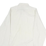 Mens White Plain Cotton Blend Long Sleeve Shirt L Classic Button Collar