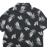 CALVIN KLEIN Mens Black & White Leaf Print Short Sleeve Polo Shirt L Casual