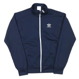 ADIDAS Mens Navy Blue Jacket S Polyester Blend Zip Plain Sportswear