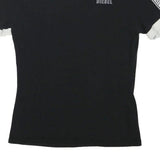 DIESEL Womens Black & White Logo Tape Graphic T-Shirt XS Crew Neck Short Sleeve