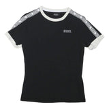 DIESEL Womens Black & White Logo Tape Graphic T-Shirt XS Crew Neck Short Sleeve