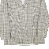 CAPPUCCINI Womens Beige & Brown Check Button Jacket M Wool Blend Tailored