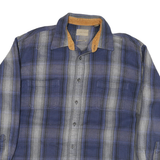 ST JONES Mens Blue Grey Plaid Cotton Blend Shirt XL Casual Comfort