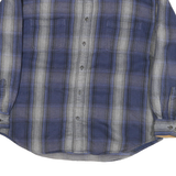 ST JONES Mens Blue Grey Plaid Cotton Blend Shirt XL Casual Comfort
