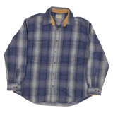 ST JONES Mens Blue Grey Plaid Cotton Blend Shirt XL Casual Comfort
