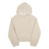 Womens Beige Fleece Hoodie S Soft Warm Pullover Hooded Sweatshirt