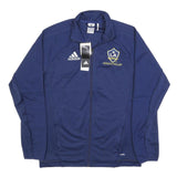 ADIDAS Mens Blue LA Galaxy Outdoor Jacket L Polyester Microfibre Plain Zip