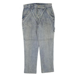 WANG LI Womens Regular Fit Blue Denim Jeans W34 L30 Cotton Blend Zip Pocket