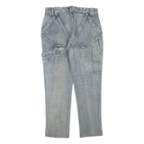 WANG LI Womens Regular Fit Blue Denim Jeans W34 L30 Cotton Blend Zip Pocket