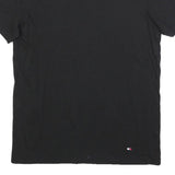 TOMMY HILFIGER Mens Black V-Neck T-Shirt M Cotton Blend Classic Casual