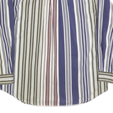 NAUTICA Mens Blue Green Red White Striped Shirt L Button Down Casual Cotton