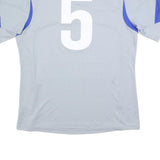 ADIDAS Mens Grey & Blue Graphic T-Shirt L Short Sleeve V-Neck Sportswear