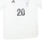 ADIDAS Mens White Plain Soccer T-Shirt M Short Sleeve V-Neck Football Number