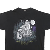 FRUIT OF THE LOOM Mens Black Land Of The Vikings Sweden Graphic T-Shirt 2XL