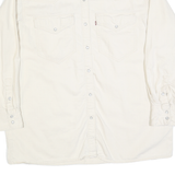 LEVI'S Womens White Cotton Blend Shirt S Classic Western Style Button