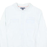 TOMMY HILFIGER Womens White Plain Shirt S Button Front Cotton Blend Stylish