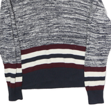 TOMMY HILFIGER Womens Blue & White Patterned Roll Neck Chunky Knit Jumper M