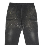 DICKIES Mens Regular Black Cotton Blend Zip Jeans W38 L30 Workwear Painter Style