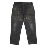 DICKIES Mens Regular Black Cotton Blend Zip Jeans W38 L30 Workwear Painter Style