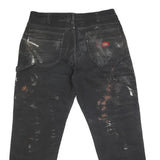 DICKIES Mens Regular Black Cotton Blend Zip Jeans W38 L30 Workwear Painter Style