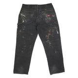 DICKIES Mens Regular Black Cotton Blend Zip Jeans W38 L30 Workwear Painter Style