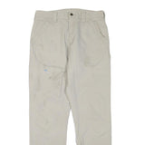 CARHARTT Mens Cotton Blend Beige Regular Fit Straight Trousers W32 L32 Workwear