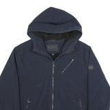 MICHAEL KORS Mens Navy Blue Zip Jacket L Polyester Casual Hooded Pocket