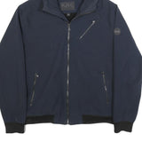 MICHAEL KORS Mens Navy Blue Zip Jacket L Polyester Casual Hooded Pocket