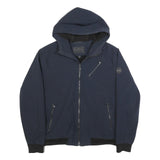 MICHAEL KORS Mens Navy Blue Zip Jacket L Polyester Casual Hooded Pocket