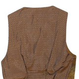 Mens Brown Patchwork Button Jacket L Polyester Blend Vintage Style Waistcoat