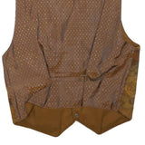 Mens Brown Patchwork Button Jacket L Polyester Blend Vintage Style Waistcoat