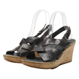 BORN Strappy Sandals Black Leather Womens UK 7