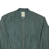 HAPPY LIFE Mens Green Bomber Jacket L Polyester Blend Plain Zip Comfortable