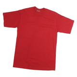 PRO Mens Red Plain T-Shirt L Short Sleeve Crew Neck Classic Cotton