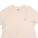 CARHARTT Womens Cream & Yellow Pocket T-Shirt XL Short Sleeve Crew Neck Cotton