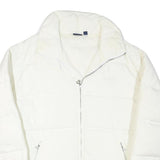 ELLE Mens White Jacket S Polyester Blend Plain Zip Up Warm Casual Winter