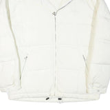 ELLE Mens White Jacket S Polyester Blend Plain Zip Up Warm Casual Winter