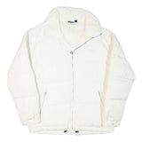 ELLE Mens White Jacket S Polyester Blend Plain Zip Up Warm Casual Winter