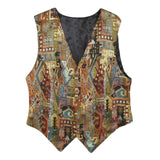 Womens Multicolour Button Jacket L Woven Patterned Waistcoat Stylish Elegant