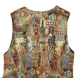 Womens Multicolour Button Jacket L Woven Patterned Waistcoat Stylish Elegant